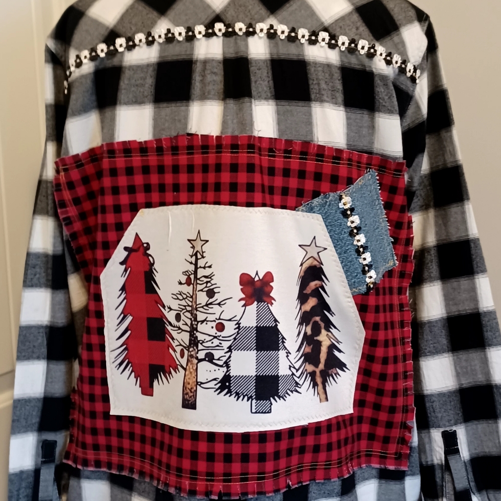 Womens Eddie Bauer Buffalo Plaid boutique Chrismas shirt Sz 2xl - Picture 5 of 9